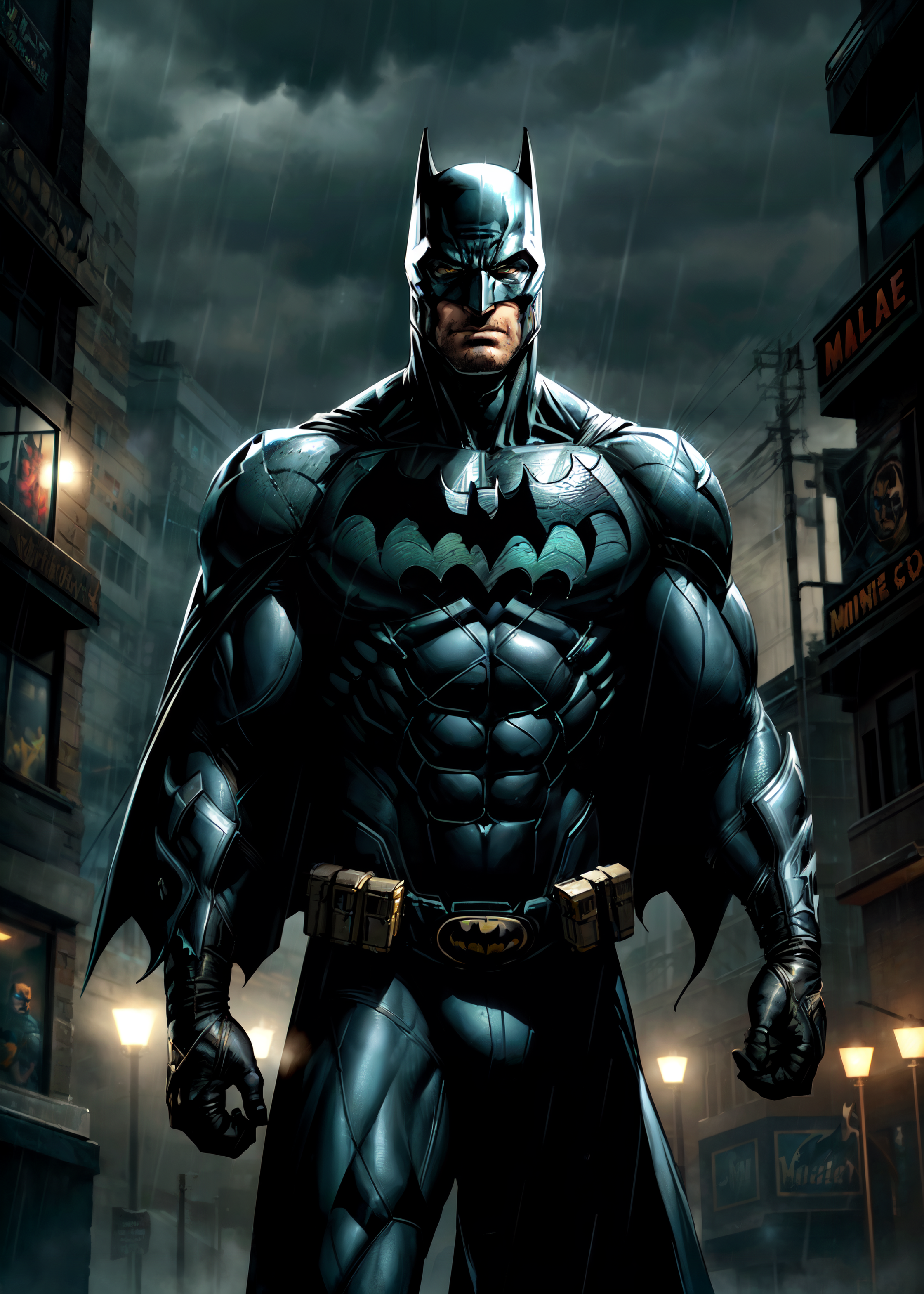 02823-1383059791-(((scowl))), (comic style poster), 1man, dark scene, (cowboy shot of batman), athletic, white eyes, no pupils, night city, (mist.png